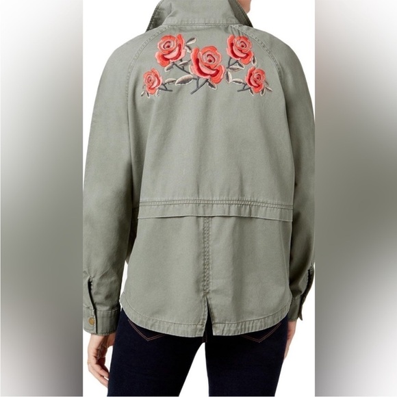Style & Co. Jackets & Blazers - NEW Army Green Floral Embroidered Utility Jacket Style & Co